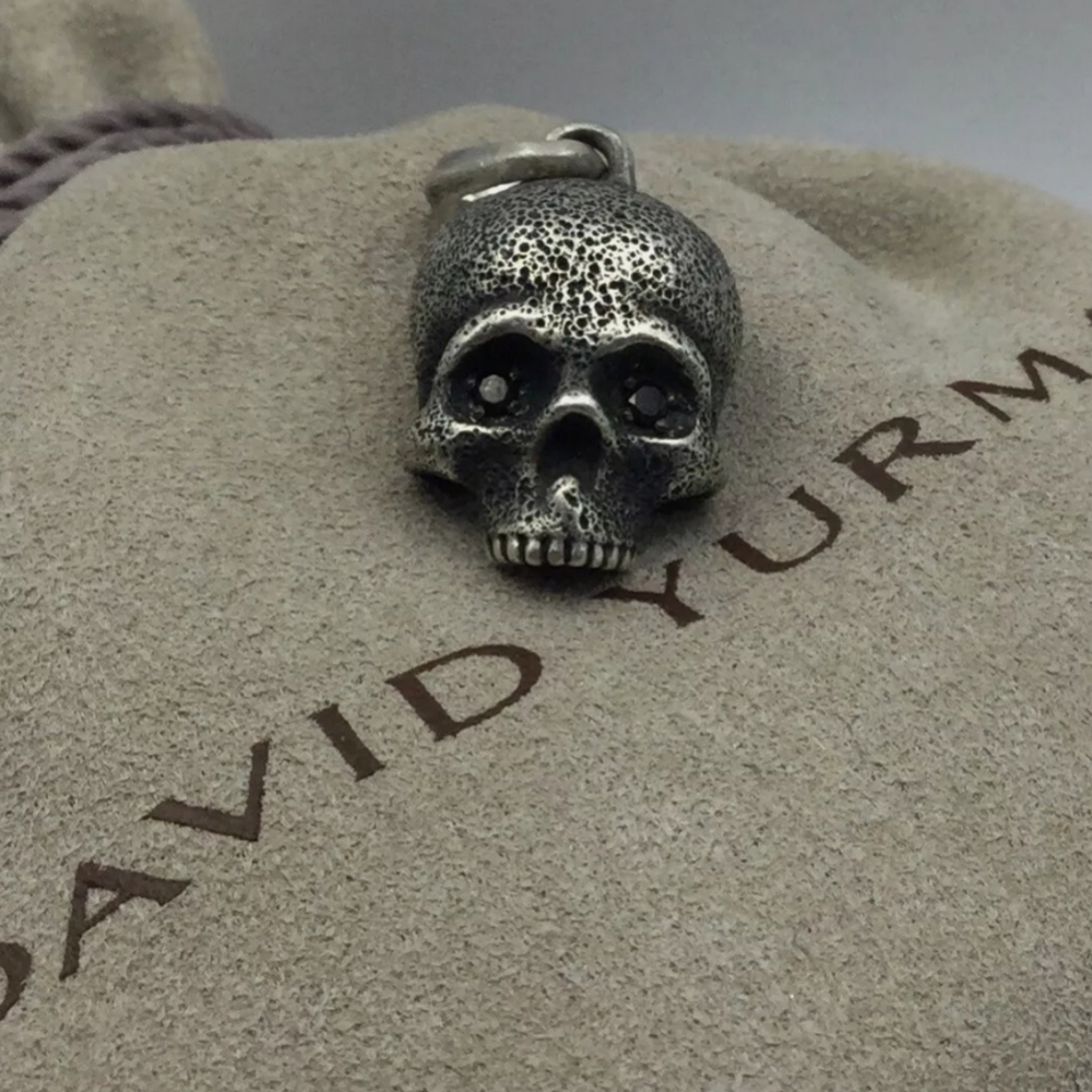 David Yurman Black Diamond Skull Head Pendant